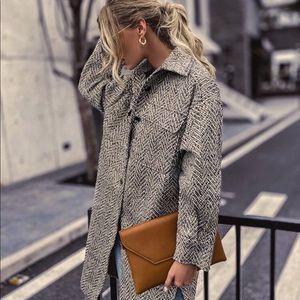 NWOT Black + White Tweed Oversized Shacket / Coat